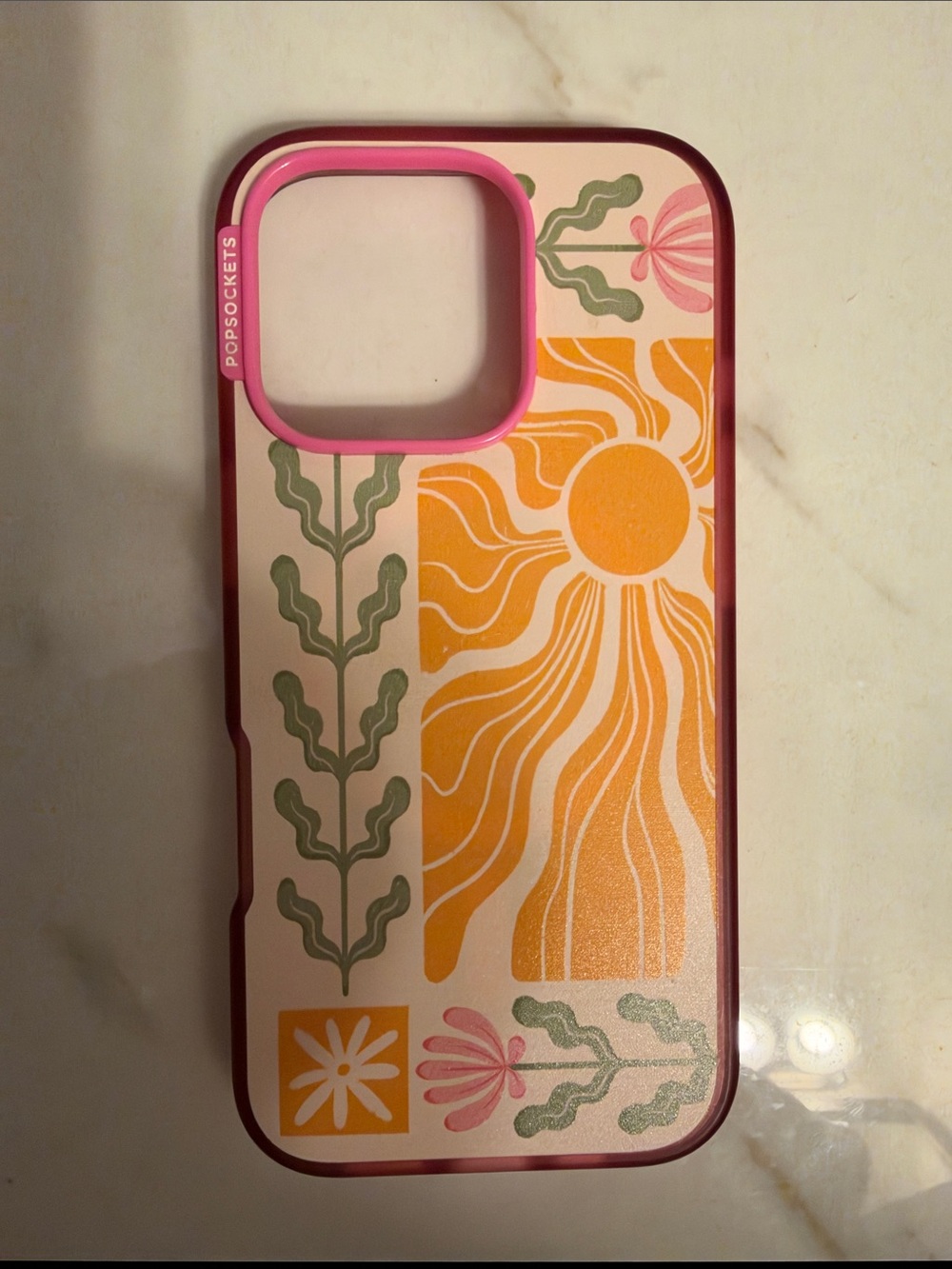 PopSocket Sun & Floral iPhone Case - Pink, Orange, Green